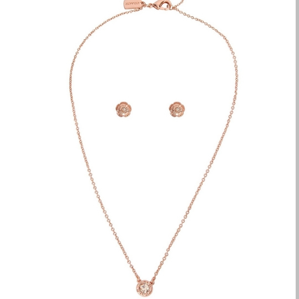 Women's COACH  Signature Stone Tea Rose 3-Piece Jewelry Set